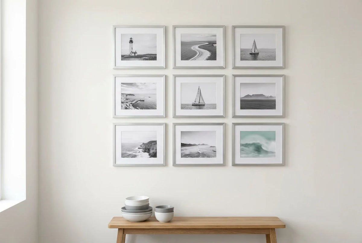 Professional header image for list-based article: Photo Wall Ideas for Coastal and Travel-Inspired Homes
