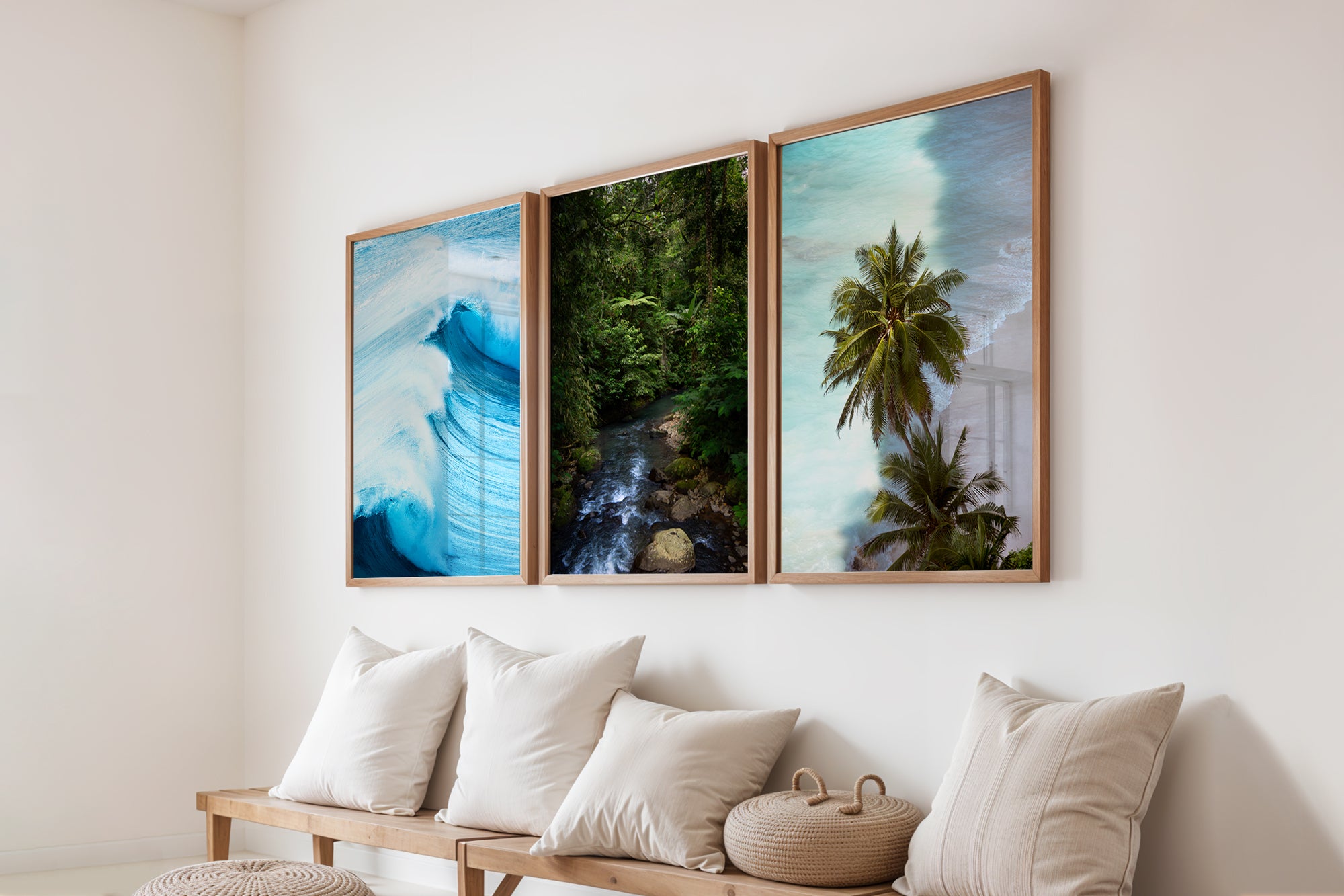 Modern home decor with tropical ocean prints