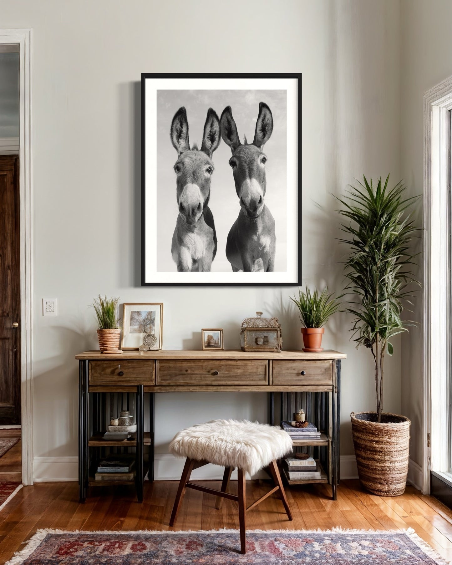 Poster Print:  "Two Donkeys"